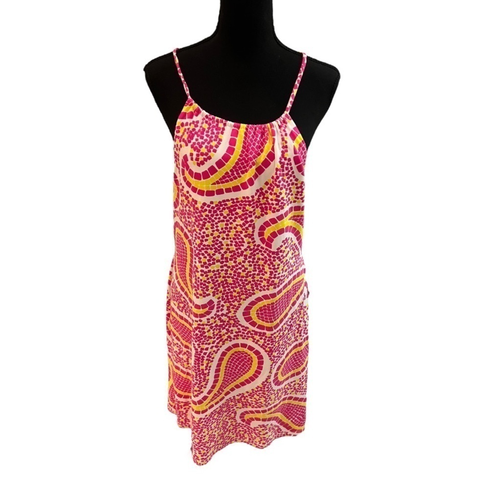 J McLaughlin Pink and Yellow Mosaic Dress Medium